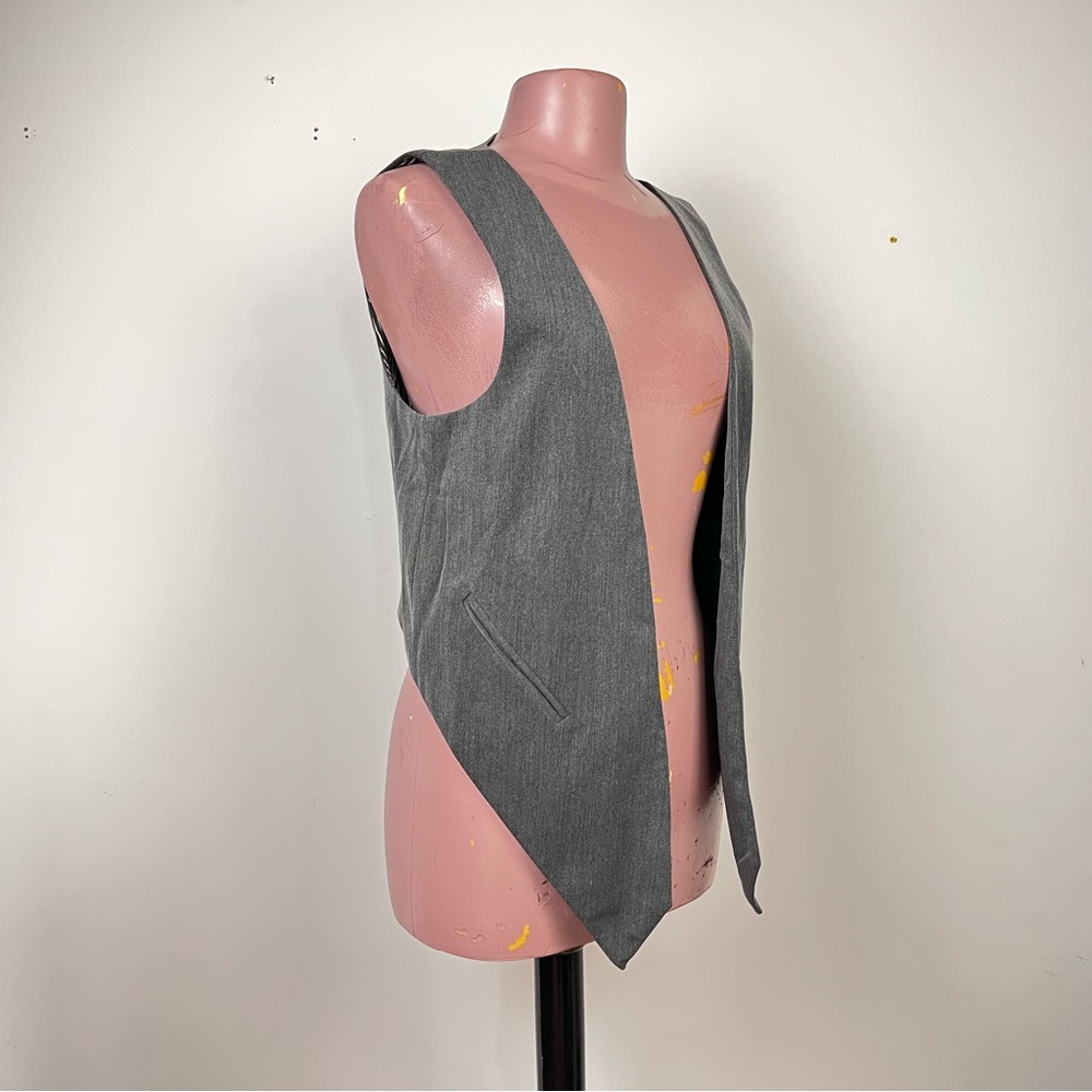 Women’s Gray Asymmetric Pinstripe Blazer Vest